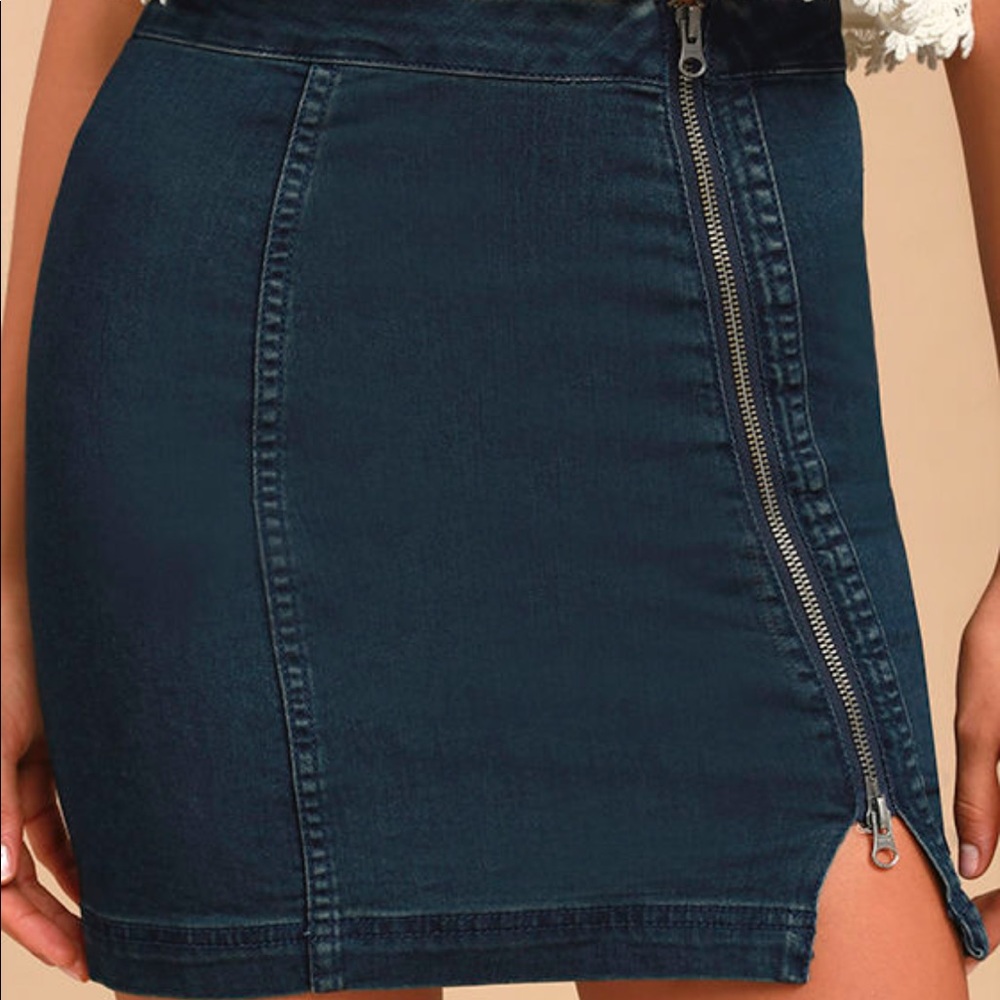 FP This Way or That Medium Wash Denim Mini Skirt